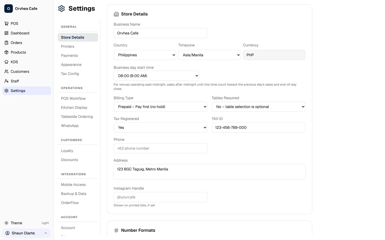 WSI POS Settings